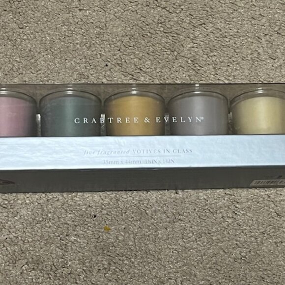 Crabtree & Evelyn Five (5) Fragranced Votives in Glass Candles 1.35"x1.75" NEW - Picture 7 of 14